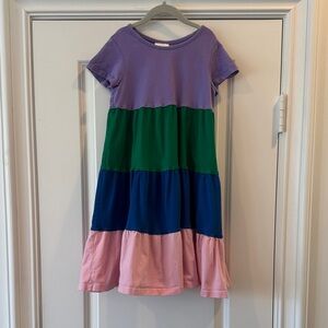 Girls' Hanna Anderson Tiered Short-Sleeve Dress - Purple, Green, Blue, Pink